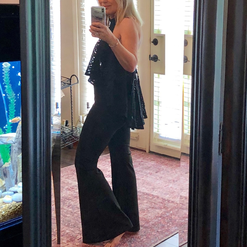 Bellbottom pants and lace high/low choker top - Picture 4 of 6
